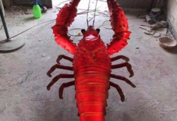 烤漆大蝦雕塑廠家 海洋賓館擺件 大型彩繪大蝦雕塑