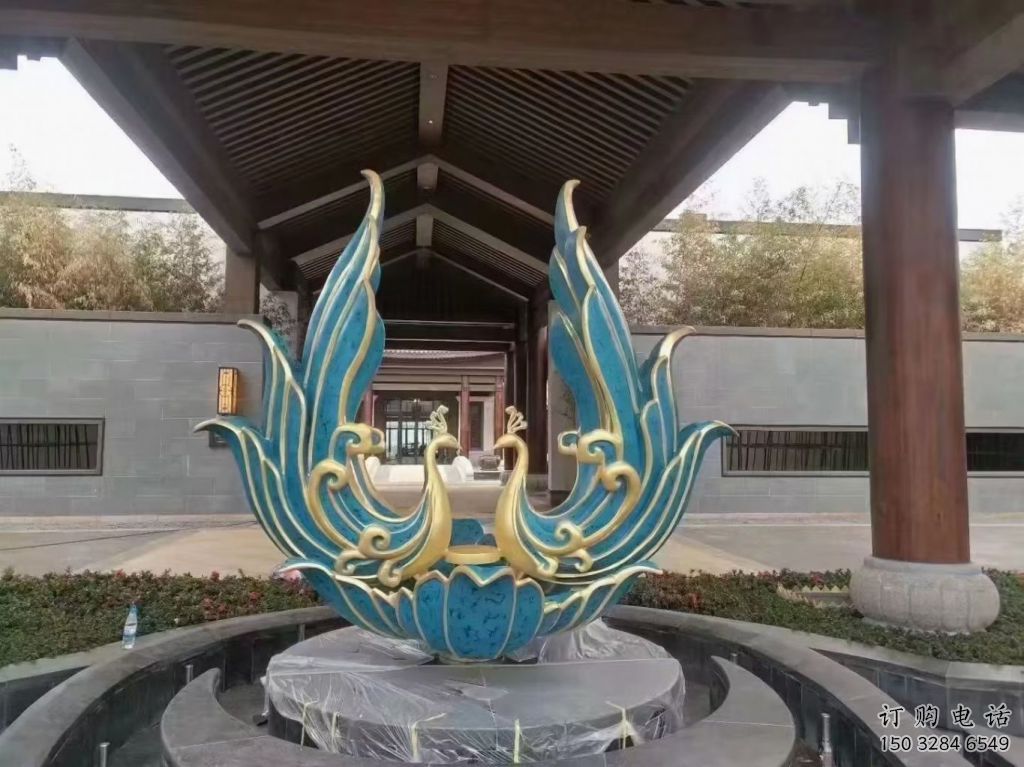 庭院龍鳳呈祥雕塑廠家 歐式仿真擺件 戶外噴漆龍鳳呈祥雕塑