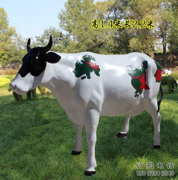 步行街奶牛雕塑廠家 創意現代擺件 公園草地奶牛雕塑