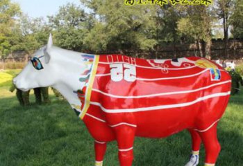 商場花牛雕塑廠家 中式創(chuàng)意小品 酒店彩繪花牛雕塑
