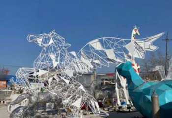 游樂場花片馬雕塑廠家 戶外創意擺件 大型鏤空花片馬雕塑