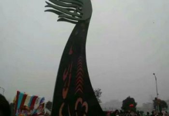 拉絲鳳鳥雕塑廠家 大型抽象擺件 游樂場異形鳳鳥雕塑