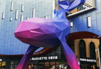 切面鯨魚雕塑廠家 現代抽象擺件 商場幾何鯨魚雕塑