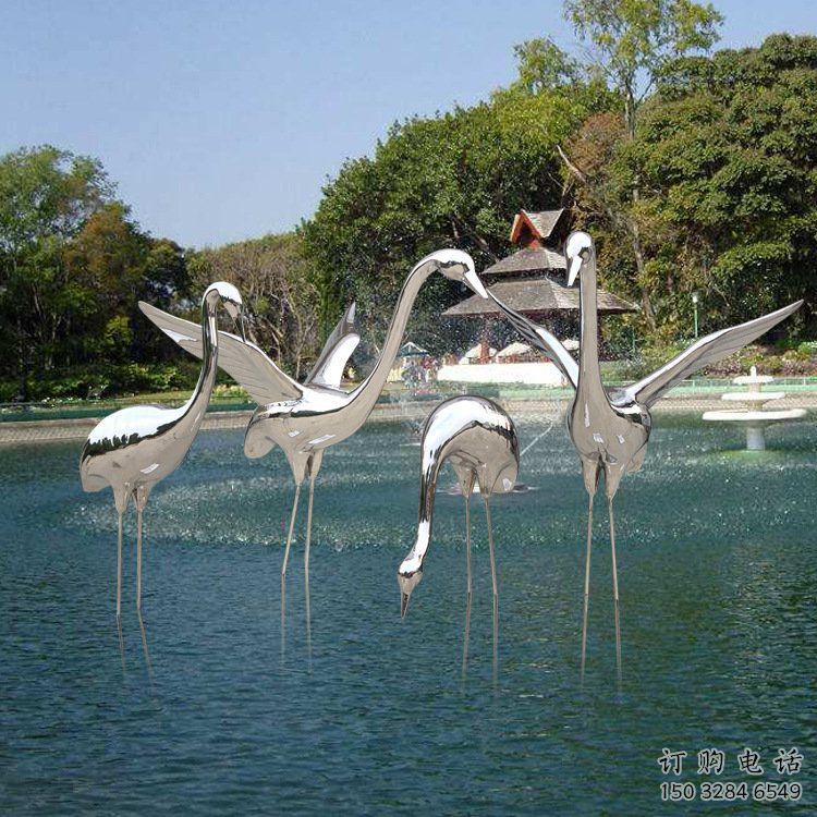 商業街仙鶴雕塑廠家 大型戶外擺件 步行街異形仙鶴雕塑