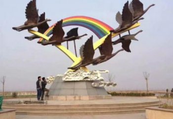 風(fēng)景區(qū)大雁雕塑廠家 中式戶外擺件 現(xiàn)代仿古大雁雕塑