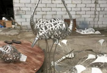 異形火烈鳥雕塑廠家 海洋異形擺件 酒店拉絲火烈鳥雕塑