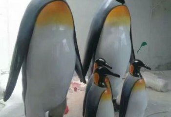 別墅企鵝雕塑廠家 卡通噴漆小品 戶外彩繪企鵝雕塑