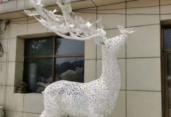 風景區麋鹿雕塑廠家 中式室內擺件 鏤空烤漆麋鹿雕塑