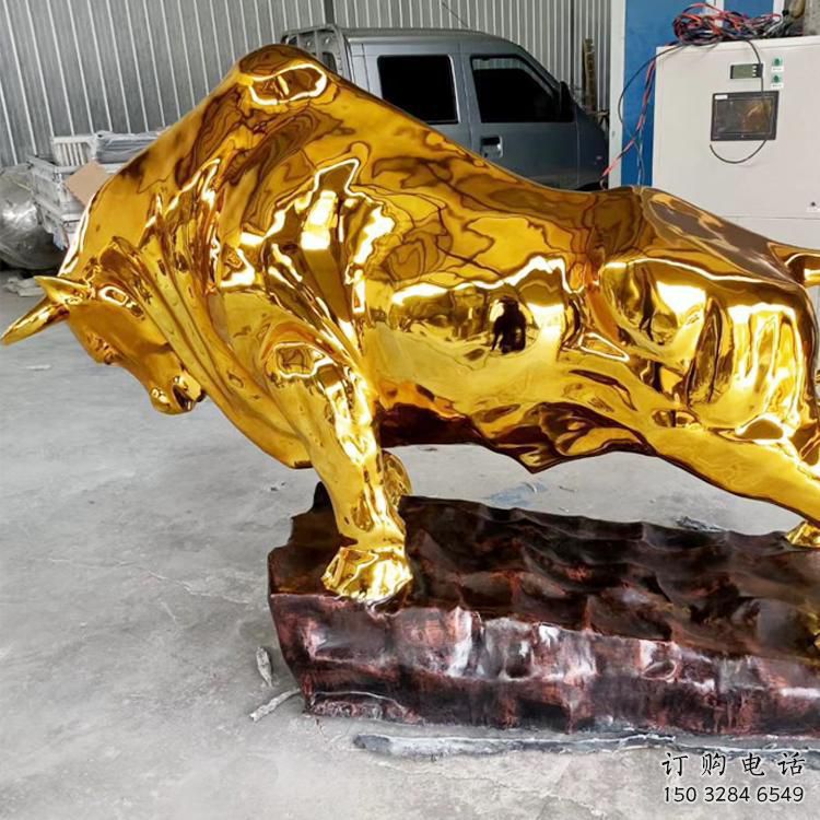 商場金牛雕塑廠家 中式室內小品 酒店拉絲金牛雕塑