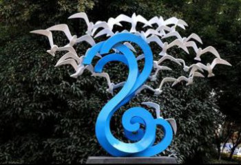 街道海鷗雕塑廠家 創(chuàng)意村口小品 大型拉絲海鷗雕塑