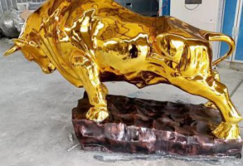 街道金牛雕塑廠家 創意村口小品 大型拉絲金牛雕塑