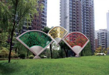 剪影扇形雕塑廠家 現代園林小品 大型不銹鋼扇形雕塑