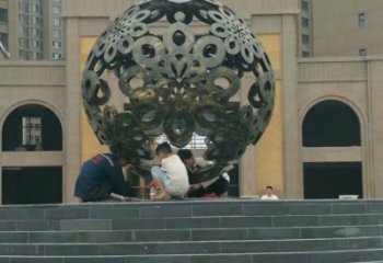 鏤空球狀雕塑廠家 中式廣場(chǎng)小品 戶(hù)外不銹鋼球狀雕塑