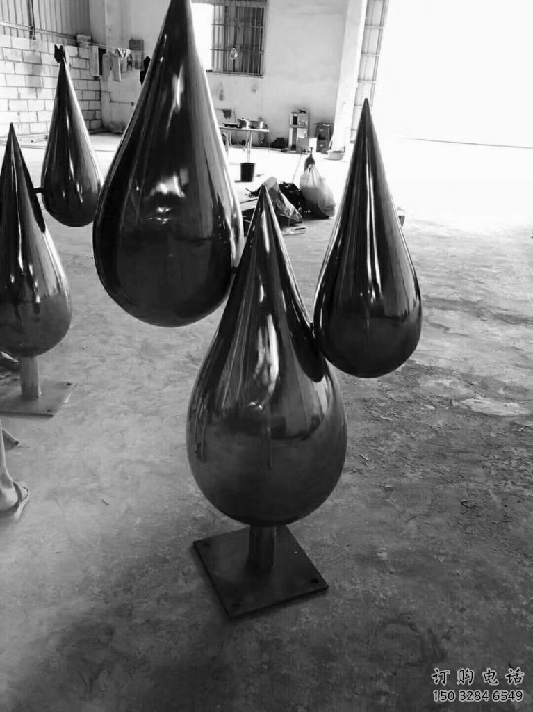 商業街水滴雕塑廠家 戶外創意擺件 鏡面不銹鋼水滴雕塑