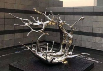 幾何水浪雕塑廠家 現代創意小品 歐式不銹鋼水浪雕塑生產