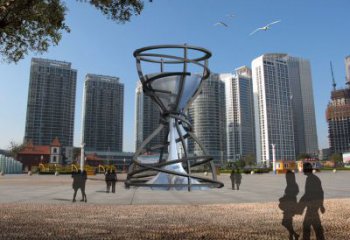 街頭沙漏雕塑廠家 大型別墅區(qū)擺件 不銹鋼沙漏雕塑制作