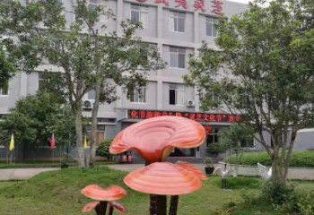 大型靈芝雕塑廠家 烤漆仿真小品 戶(hù)外不銹鋼靈芝雕塑