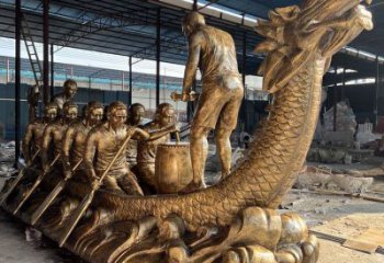 中式龍舟雕塑廠家 仿古公園小品 戶外創(chuàng)意龍舟雕塑生產(chǎn)
