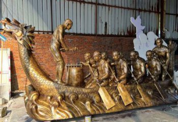 烤漆龍舟雕塑廠家 公園小品 戶外現(xiàn)代龍舟雕塑制作
