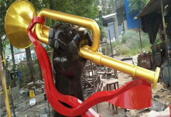 烤漆沖鋒號雕塑廠家 現(xiàn)代小品 戶外不銹鋼沖鋒號雕塑