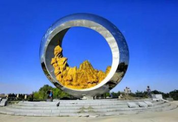 房地產圓月雕塑廠家 現代擺件 鍛造不銹鋼圓月雕塑生產