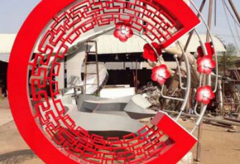 幾何環(huán)形雕塑廠家 烤漆小品 大門口不銹鋼環(huán)形雕塑生產(chǎn)