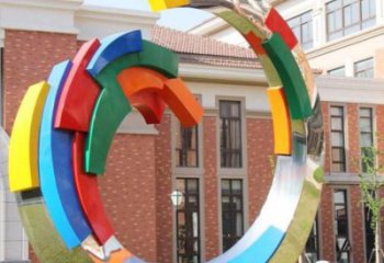 彩繪環(huán)形雕塑廠家 現(xiàn)代創(chuàng)意擺件 街頭不銹鋼環(huán)形雕塑生產(chǎn)