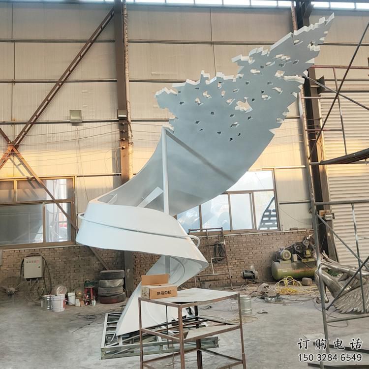 噴漆飄帶雕塑廠家 中式村口小品 大型不銹鋼飄帶雕塑生產