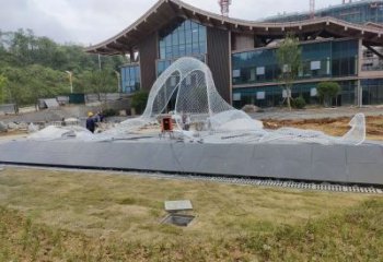 公園彩帶雕塑廠家 戶外擺件 拉絲不銹鋼彩帶雕塑生產