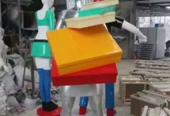 彩繪手提包雕塑廠家 抽象擺件 街頭不銹鋼手提包雕塑
