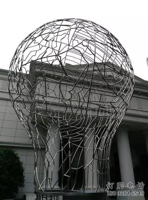 庭院電燈雕塑廠家 鏤空小品 幾何不銹鋼電燈雕塑生產