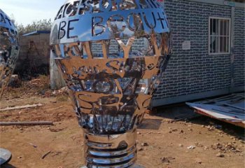 鏡面電燈雕塑廠家 烤漆大型擺件 戶外不銹鋼電燈雕塑生產(chǎn)