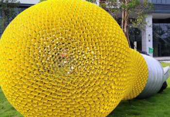 現代電燈泡雕塑廠家 大型擺件 別墅區不銹鋼電燈泡雕塑