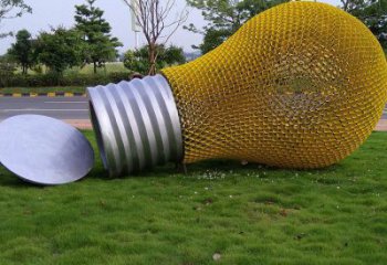 烤漆電燈泡雕塑廠家 創意小品 戶外不銹鋼電燈泡雕塑生產