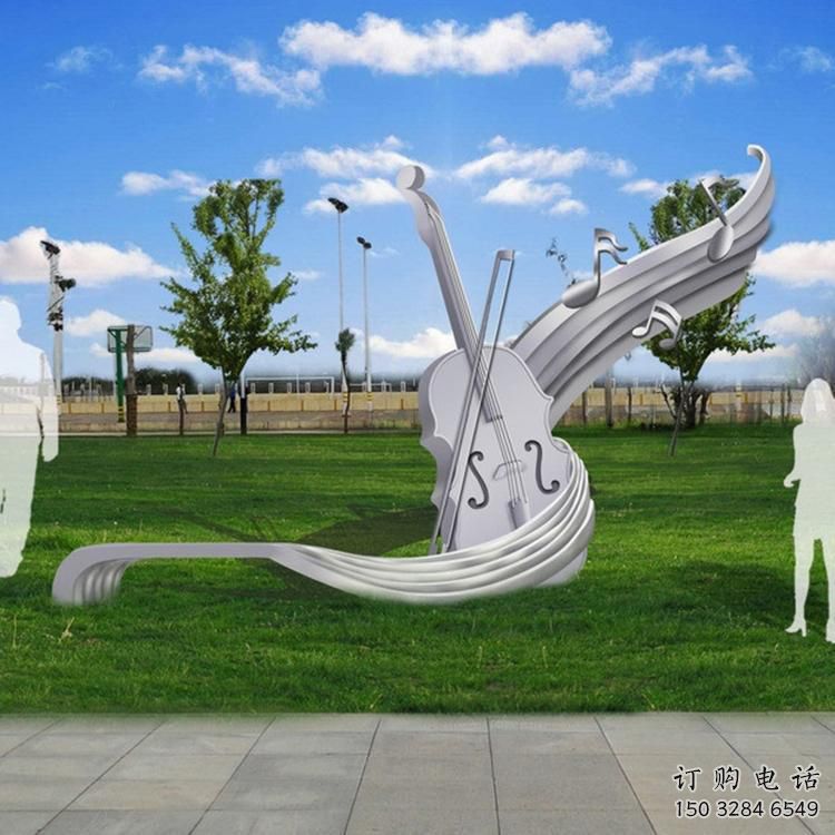 酒店小提琴雕塑廠家 街頭小品 音樂不銹鋼小提琴雕塑