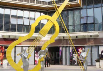 房地產(chǎn)小提琴雕塑廠家 鏤空擺件 烤漆不銹鋼小提琴雕塑