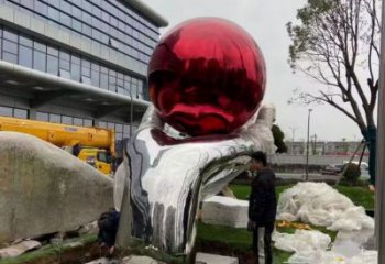 街頭佛手雕塑廠家 大型別墅區擺件 鏡面不銹鋼佛手雕塑廠