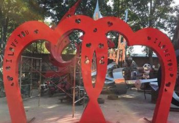 幾何心心相印雕塑廠家 廣場公園創(chuàng)意小品