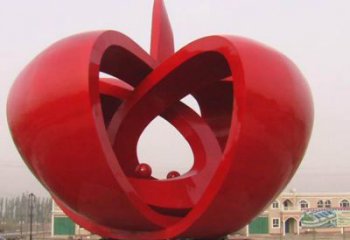 異形金蘋果雕塑廠家 現(xiàn)代小品 烤漆不銹鋼金蘋果雕塑廠