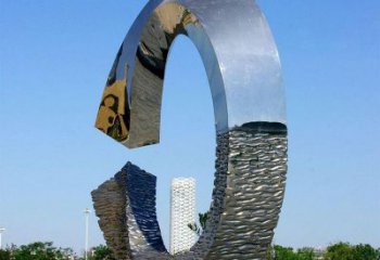 現(xiàn)代磁鐵雕塑廠家 大型別墅區(qū)擺件 抽象不銹鋼磁鐵雕塑廠