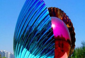 電鍍貝殼雕塑廠家 園林擺件 現代不銹鋼貝殼雕塑廠