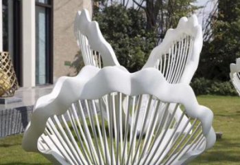 烤漆貝殼雕塑廠家 鋼管小品 戶外不銹鋼貝殼雕塑廠