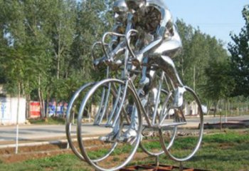 戶外自行車雕塑廠家 鏡面小品 現代不銹鋼自行車雕塑生產