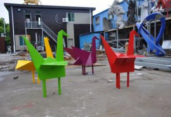 房地產千紙鶴雕塑廠家 剪影擺件 鍛造不銹鋼千紙鶴雕塑工廠