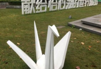 別墅區千紙鶴雕塑廠家 大型擺件 剪影不銹鋼千紙鶴雕塑制作