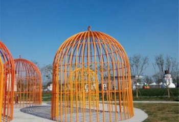 烤漆鳥籠雕塑廠家 公園小品 鋼管不銹鋼鳥籠雕塑廠