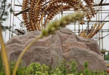 中式青稞雕塑廠家 廣場小品 游樂場不銹鋼青稞雕塑廠