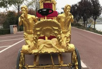 酒店馬車雕塑廠家 歐式賓館小品 鍍金不銹鋼馬車雕塑廠