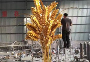 現代禾苗雕塑廠家 大型別墅區擺件 仿真不銹鋼禾苗雕塑廠