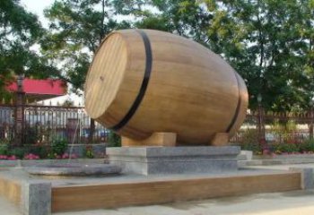 創意酒桶雕塑廠家 仿古廣場小品 公園酒桶雕塑廠